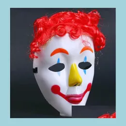 Party Masks Dance Cos Clown Mask Kids Children Hallowmas Venetian Masquerade Fl Face With Wig Hairpiece Festive Event Supplies Drop Dhqya