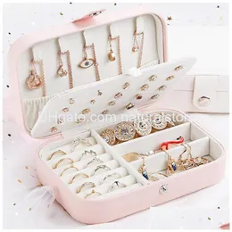 Jewelry Boxes Protable Pu Leather Box Necklace Ring Earrings Storage Organizer Holder Travel Cosmetics Beauty Accessories Display Ca Dhgow