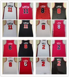 100% Embroidery Basketball Jerseys 23 Michael DeMar DeRozan 11 Zach LaVine 8 Alex Caruso 6 Lonzo Ball 2 Red Black White 2023 Men Stitched Sewed