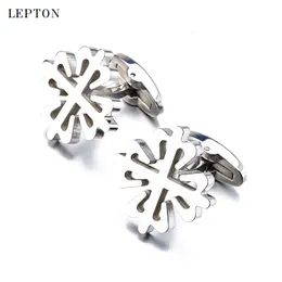 Cuff Links High Polishing Stainless Steel Cufflinks For Mens Wedding Groom Lepton Brand High quality Business Party Cufflinks 230419