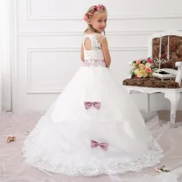 Girl Dresses Flower Up Fluffy Princess Ball Gown Sleeveless Appqulies Lace Tulle Wedding Guest Evening Party For Kids