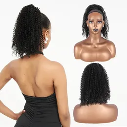 14 polegadas sintético alto sopro afro kinky encaracolado rabo de cavalo cordão curto rabo de cavalo clipe em extensões de cabelo