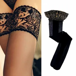 Sexy Socks Non Slip Silicone Stocking Women's Fashionable Peacock Lace Top Shiny Stockings Tiptoe Transparent Breathable and Hosiery 230419