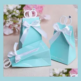 Geschenkverpackung Personalisierte Ringe Party Favors Box Love Bird Sweets Candy Choclate Boxes Geschenke Present Bag With Bow Blue Drop Del Dht3B