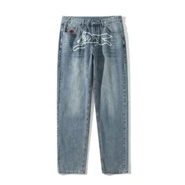 Herren Jeans Vintage Dog Y2K Baggy Herren Stickerei Straight Washed Denim Cargohose Streetwear Neutral Harajuku Ropa Hombre Hose 230419