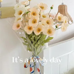 Decorative Flowers Artificial Poppy Silk Long Stem Home Garden Table Decor DIY Party Wedding Bridal Bouquet Decoration