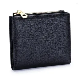 Wallets COMFORSKINFull Leather Short Purse Women's 2023 Simple Senior Natural Fall In Half Fold Money Clip Zipper Coin