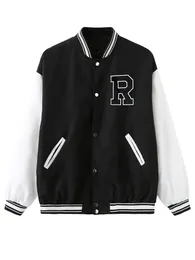 Kvinnorjackor Fashion Bomber Jackets Autumn Winter for Women Streetwear Baseball Uniform Overdimensionerade kappjackor och rockar Lossa Student 231118