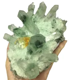 DingSheng Verde Fantasma Quarzo Cluster Citrino Bacchetta Punto Druzy Naturale A Punta Giardino Inclusione Minerali Di Cristallo Esemplare1669261