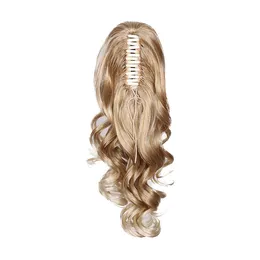 Synthetic Wavy Ponytails Extension Hair Blonde Claw Clip On Ponytail Hair Extensions For Women Pony Tail Hairpiece Curly Style