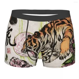 Mutande Tigre Fiori Parole Cinesi Boxer Pantaloncini Per Uomo 3D Stampato Maschio Animale Re Biancheria Intima Mutandine Slip Stretch