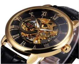 2021 Forsining 3d LogoBck Золотые мужские механические часы Montre Homme Мужские часы Лучший бренд класса люкс с кожаным скелетоном Royal Design1022984