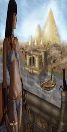 A414 Египетские пирамиды Кот ручная роспись HD Wall Art Print Оригинальная картина маслом на холсте высокого качества Домашний декор Мульти размер Fra9623458
