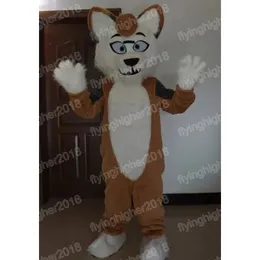 Simulering Brown Wolf Dog Mascot kostym vuxen storlek tecknad anime temaparaktär karneval för män kvinnor halloween jul fancy party klänning