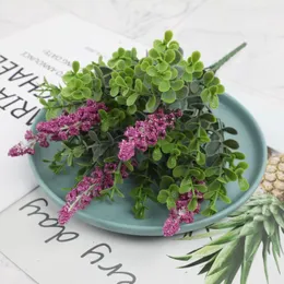 Decoratieve Bloemen Nep Planten Eucalyptus Gras Plastic Groen Kunstmatige Paarse Lavendel Bloem Woondecoratie Bruiloft Woonkamer Tafel