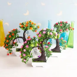 Decorative Flowers 1PC Artificial Green Plants Bonsai Simulation Plastic Small Tree Pot Plant Potted Ornaments For Home Table Garden Decor