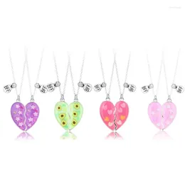 Pendant Necklaces 2Pcs Fashion Friends Sequin Heart Broken Stitching Chain BFF Friendship Jewelry Gifts For Girls Women