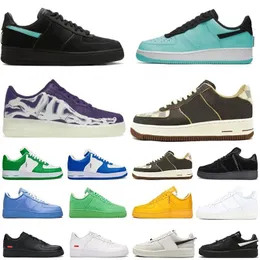 2024 Top Quaility Designer Sapatos Casuais AF 1 Mulheres Homens Plataforma Sapatilhas Tiffany Triplo Branco Preto Barroco Marrom Universidade Azul Amarelo Original Treinadores Esportivos