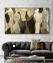 Stampe su tela astratte Pittura dorata di lusso stampata su tela Immagini di arte della parete per soggiorno Modern Home Decor Donna Body5420397