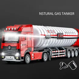 Blocs capables de pulvériser de l'eau réservoir d'huile camion alliage modèle de voiture conteneur ingénierie véhicule de Transport enfants jouet cadeau 231118