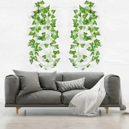 Decorative Flowers 100 Stuk Leaf 2.4M Home Decor Kunstmatige Garland DIY Fake Planten Vine Gebladerte Bloemen Creeper Groen Krans Ivy