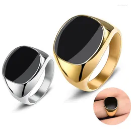 Cluster Rings 2023 Metal Glossy Stainless Steel Signet Ring For Men Hip Hop Party Jewelry Wholesale Male Wedding Anel