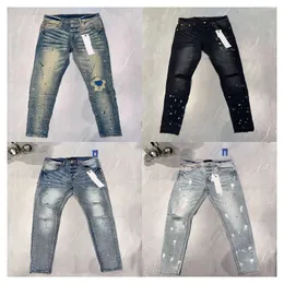 lila jeans designer jeans mens jeans män knä mager rak storlek 28-40 motorcykel trendig lång rak hål high street denim grossist 2 stycken