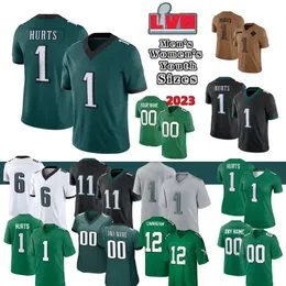 Football Jersey Jalen Hurts Brown Devonta Smith 6 Jason Kelce 62 Slay Jr 2 Carter Men's Size S-4XL Women's Youth S-3XL Ed