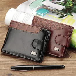 Portfele vintage pu skóra krótka portfel Korean Youth Mens Horizontal Men Business Card Pack Holder Casual Tourse torebka