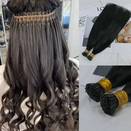 ITIP Hair Extension Remy Human Hair Prosty keratyna Pre Bonted I-Tip Hair Naturalne czarne mikrolinki ITIP 100G