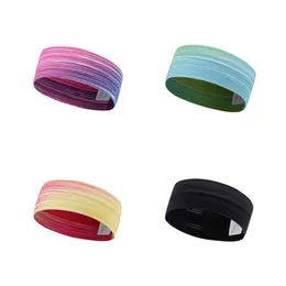 2pc pannband Gradient Färg Non Slip Sweatbands pannband Grip Tennis för yogabasket Running Sport Sweat Head Hair Sweatband Y23