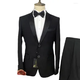 Męskie garnitury czarny 2 -częściowy zestaw zestaw homme zespoły szczupły smoking płaszcza blezer spodni formalny wieczorny obiad