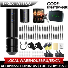 Máquina de tatuagem T-Rex NINJA RS Professios Kit de caneta para máquina de tatuagem sem fio Capacidade da bateria 2400mA Cartucho Caneta rotativa para iniciantes para corpo artístico 231118