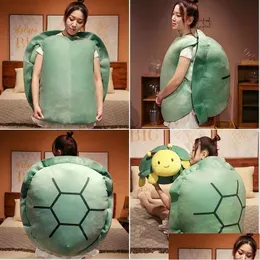 Stuffed Plush Animals New 100Cm Funny Big Turtle Shell Toy Adt Can Wear Slee Bag Soft Pillow Cus Dh1T8