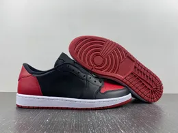 1 LOW OG Bred Mens Designer Shoes Black Varsity Red Sil