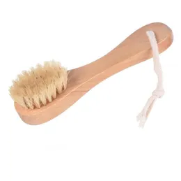 Bath Brushes Sponges Scrubbers Natural Boar Bristles Spa Facial Brush Face With Wood Handle Remove Black Dots Rub Nail Drop Deliv 4075944