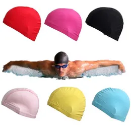 Cuffie da nuoto Uomo Donna Cuffia da nuoto Formato libero Tessuto elastico impermeabile in poliestere Proteggi le orecchie Capelli lunghi Surf Sport Piscina da bagno Cappello da bagno P230418