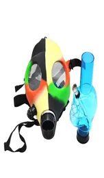 Газовая маска уникальная бонг с акриловой курительной трубкой силиконовые аксессуары Стеклянные кальяны8461983