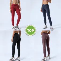 L-R Kadın Egzersiz Tozluk Çayıklar Yüksek Bel Yumuşak Atletik Yoga Pantolonları Yan Cepleri Açık Hava Spor Taytları