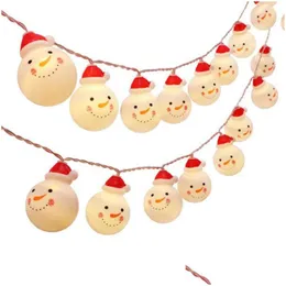 Juldekorationer Creative 1,5m 10 LED Christmas Tree Santa Claus Snowman Snowflake Light String Festival Bar Home Party Decor Orn DHD32