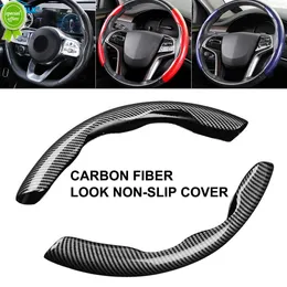 Coprivolante per auto a 2 metà Coprivolante per volante in silicone da 38 cm da 15 pollici in fibra di carbonio Accessori antiscivolo per auto