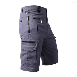 Men's Shorts Summer Cotton Cargo Multi Pocket Fashion Casual Men Solid Color Military Knee Length Pants Joggers Man