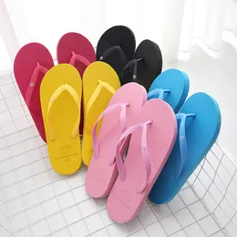 Color Simple Solid Comfortable Slippers Flop Women Summer Korean Fashion Casual Non Slip Couple Flip Flops Breathable Be s
