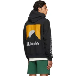 디자이너 의류 후드 티 패션 스웨터 Rhude American High Street 악세사리 선셋 프린트 루즈 워시 후드 스트리트웨어 풀오버 자켓 힙합