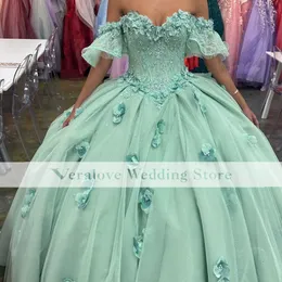 Light Green Quinceanera Dress 2023 Off Shoulder Appliques Lace Vestidos De 15 Anos Mexican Girls Birthday Party Gowns