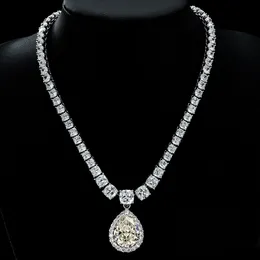 Trendy Drop Diamond Ciondolo 100% Real 925 Sterling Silver Party Wedding Pendants Necklace for Women Bridal Promise Gioielli