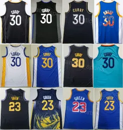 チームドレイモンドグリーンジャージー23シティバスケットボールスティーブンカレー30スポーツファンのためのブラックブルーホワイト刺繍声明