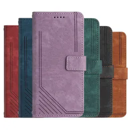 Leather Wallet Cases For iphone 14 pro max 13 mini 11 12 XR X XS MAX 6 7 8 PLUS Touch 7 Lines Cash ID Card Holder Kickstand Flip Cover Book Phone Pouch Strap