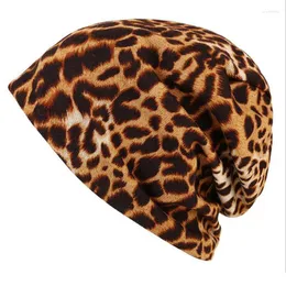 Beanies Beanie/Skull Caps 2023 Fashion Beanie Women Leopard Print Sexig Girl Hat Winter Warm Black Scot22