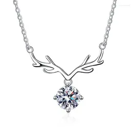 Kedjor zfsilver mode trendiga klassiska s925 silver moissanite gever älskare hjort halsband kvinnor tillbehör lyx bröllop smycken gåvor